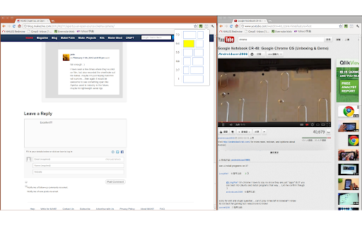 Real use: a blog on the left and a video on the right