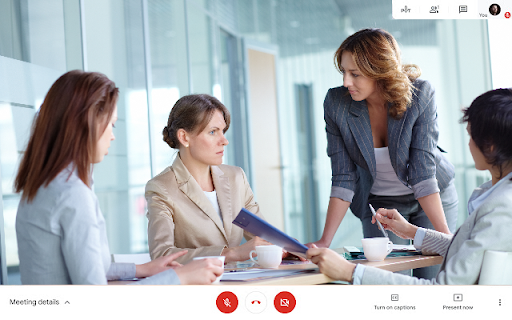 Official promo image of a video call; not the real product UI